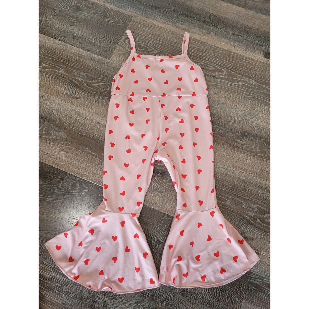 Boutique Toddler Girl Heart Romper One Piece Jumpsuit Pink size 4t-5t #7‎